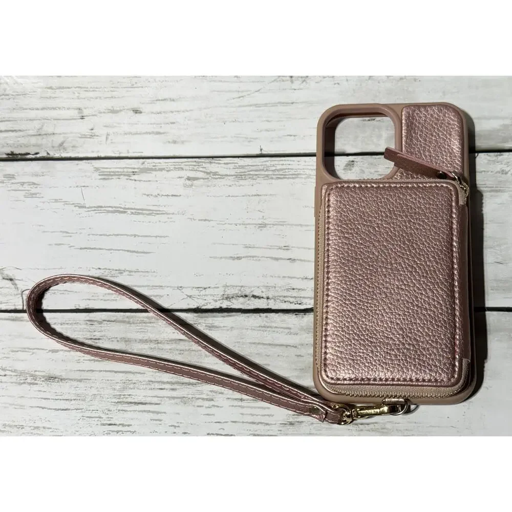 ZVE Rose Gold Wallet Case for iPhone 13 Pro Max